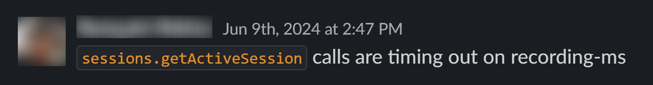 Slack notification showing the production incident alert